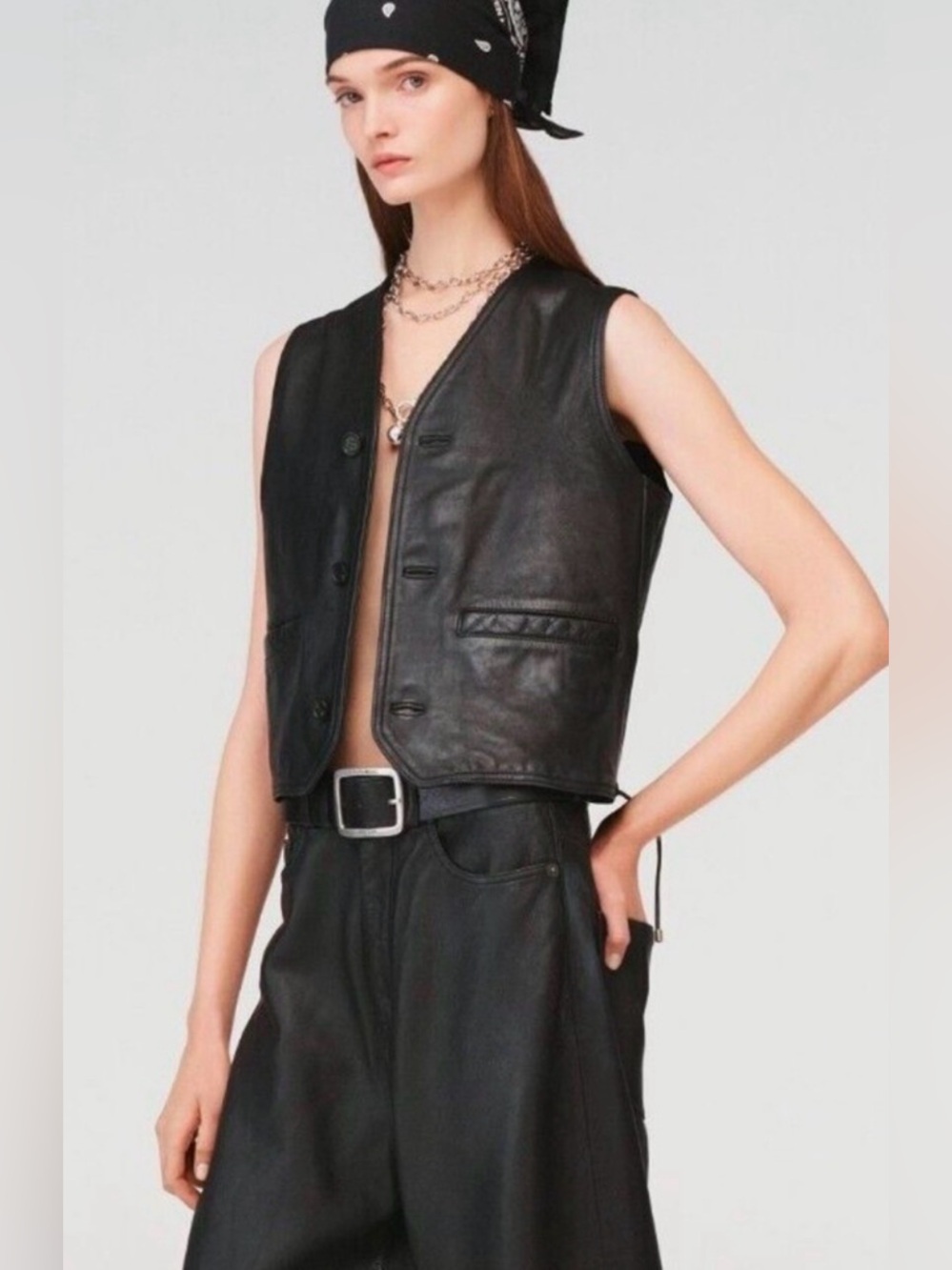 ZARA X STEVEN MEISEL Black Faux Leather Waistcoat Unisex Vest  Medium